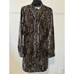 Avec LEs Filles Shirt Dress Womens Size XS Animal Print Office Career Brown